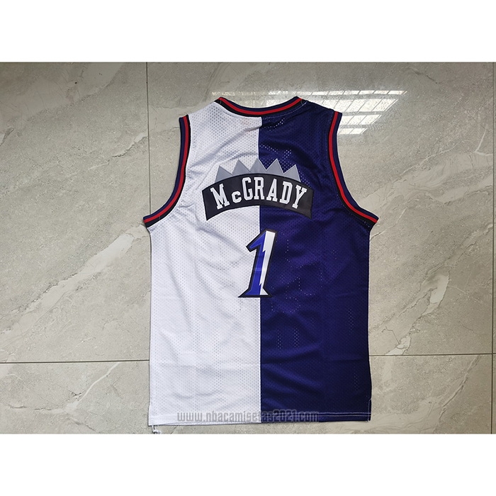 Camiseta Toronto Raptors Tracy Mcgrady #1 Mitchell & Ness 1998-99 Split Violeta Blanco